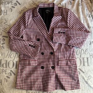 SFW Suitable for Work | women's medium Red and Blue Plaid Blazer